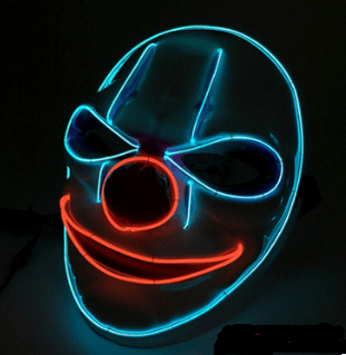 LED Mask Illuminated Glowing Joker Mask For Costume Halloween Rave Cosplay Party Xmas - Nioor