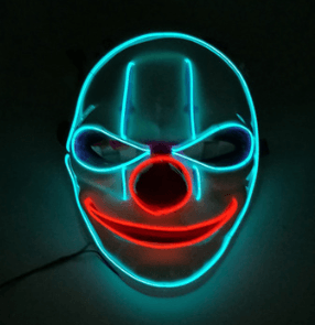 LED Mask Illuminated Glowing Joker Mask For Costume Halloween Rave Cosplay Party Xmas - Nioor