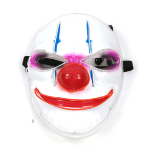 LED Mask Illuminated Glowing Joker Mask For Costume Halloween Rave Cosplay Party Xmas - Nioor