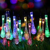 LED Outdoor Water Drops Solar Lamp String Lights LED Fairy Holiday Christmas Party Garland Garden Waterproof - Nioor