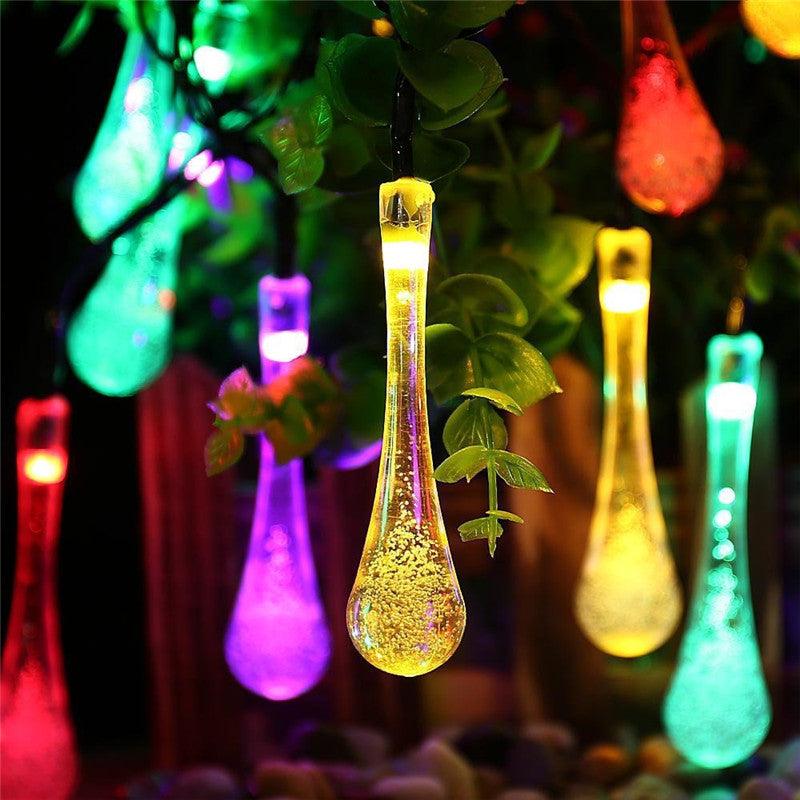 LED Outdoor Water Drops Solar Lamp String Lights LED Fairy Holiday Christmas Party Garland Garden Waterproof - Nioor