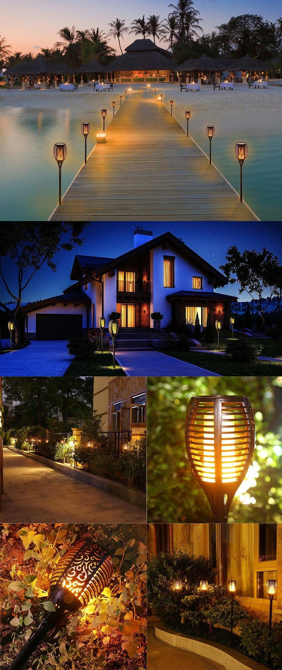 LED Solar Flame Flickering Lawn Lamps Led Torch Light Realistic Dancing Flame Light Waterproof Outdoor Garden Decor Flame Lamp - Nioor