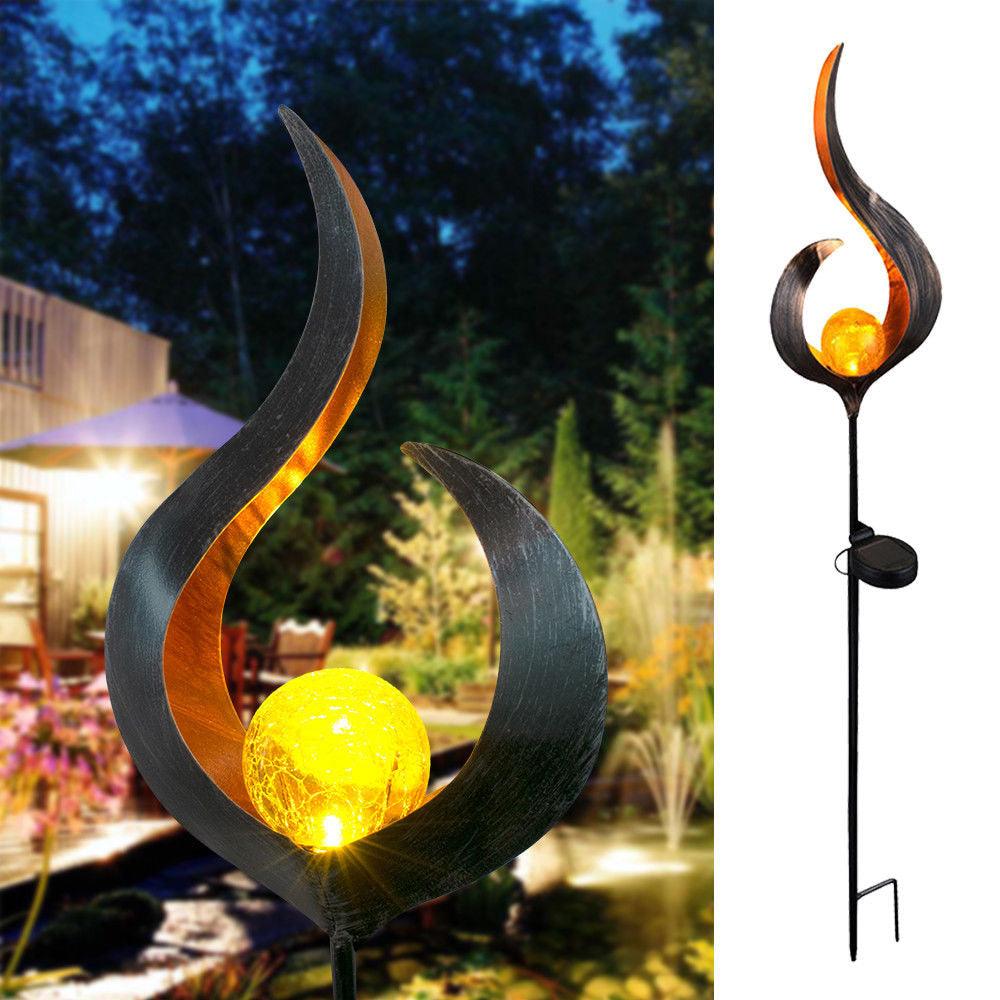 LED Solar Flame Light Metal LED Garden Light Flame Effect Lamp Waterproof Outdoor Lights Landscape Lights Solar Decorative Light - Nioor