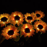 Led Solar Sunflower Three Head Lawn Garden Decorative Landscape Outdoor Lamp - Nioor