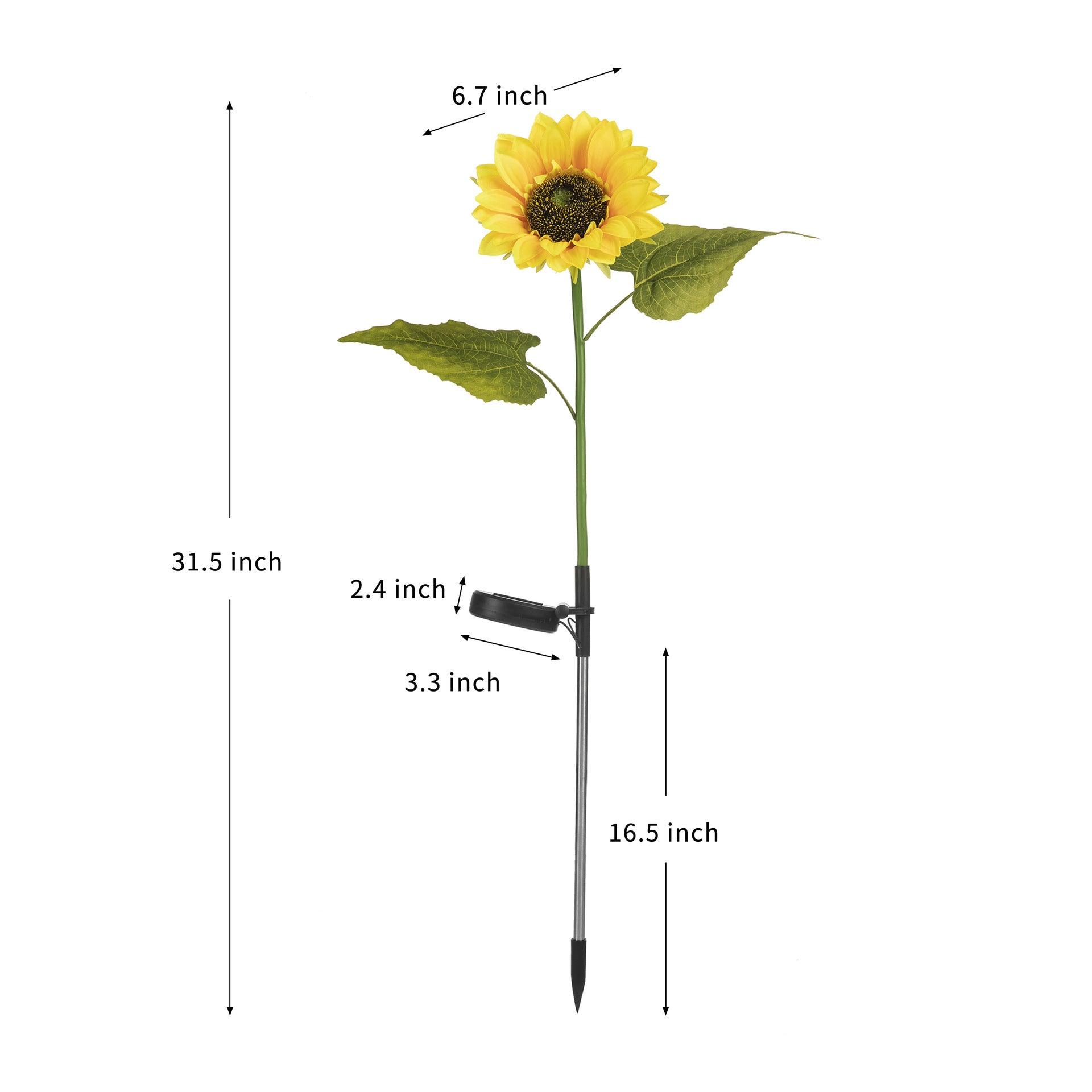 Led Solar Sunflower Three Head Lawn Garden Decorative Landscape Outdoor Lamp - Nioor