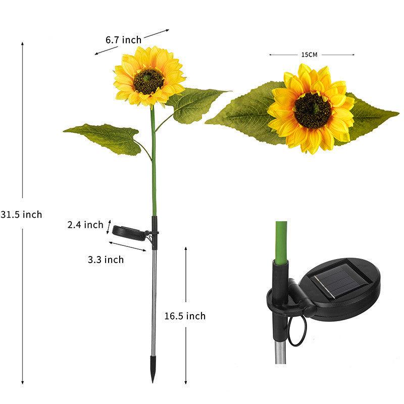 Led Solar Sunflower Three Head Lawn Garden Decorative Landscape Outdoor Lamp - Nioor