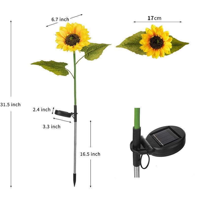 Led Solar Sunflower Three Head Lawn Garden Decorative Landscape Outdoor Lamp - Nioor