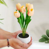 LED Tulip Flower Night Light Artificial Flowerpot Potted Plant Landscape Table Lamp Home Bedroom Living Room Decoration Gift - Nioor