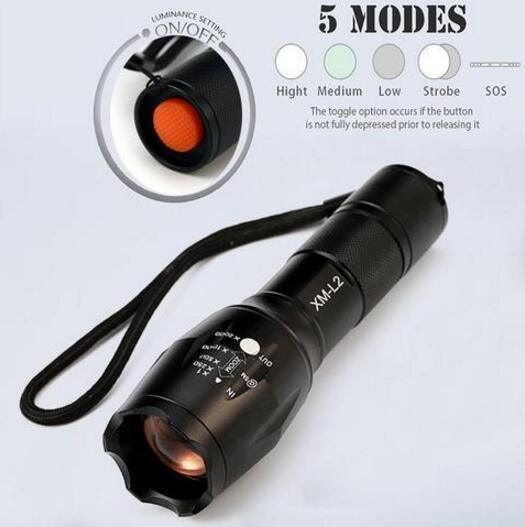 led Zoom Flashlight Torch Tactical 5000 Lumens Led High Power Flashlights AAA or 18650 battery kit - Nioor