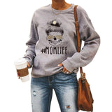 Leopard Print Glasses Printed Round Neck Long-sleeved Sweater - Nioor