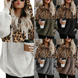 Leopard Print Hooded Sweater Loose Fall Winter Women Clothes - Nioor