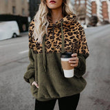 Leopard Print Hooded Sweater Loose Fall Winter Women Clothes - Nioor