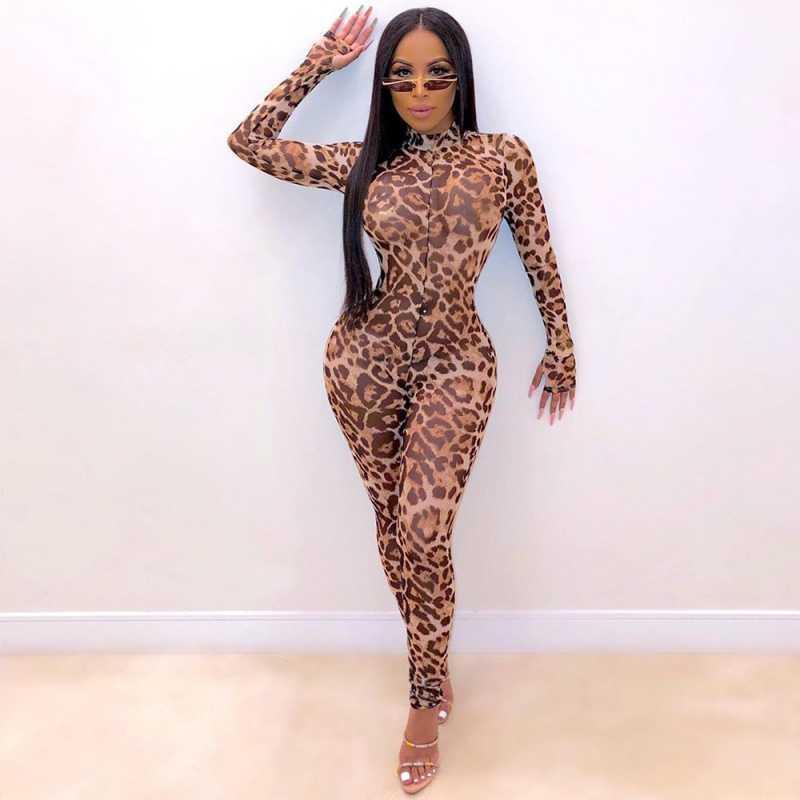 Leopard Print Jumpsuit Slim Fit Sexy Leggings Ladies Jumpsuit Women - Nioor