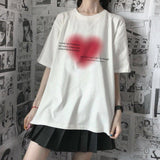 Letter Gradient Love Short Sleeve Round Neck T-shirt Loose Women's Top - Nioor