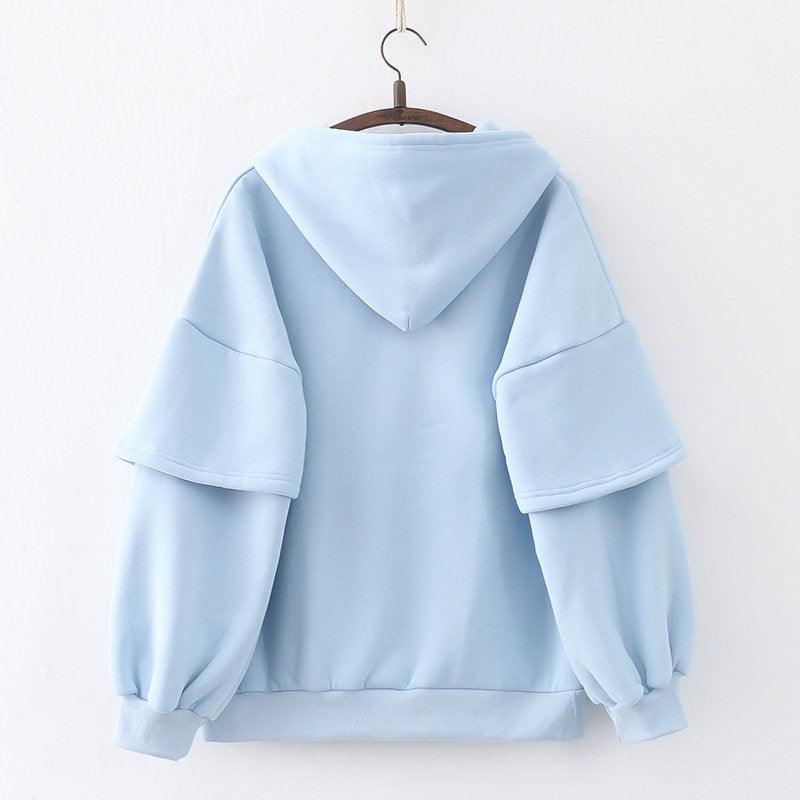 Letter Hooded Cashmere Padded Warm Sweater - Nioor