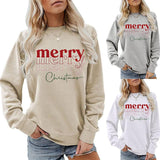 Letter Round Neck Christmas Loose Long Sleeve Sweater Girl - Nioor