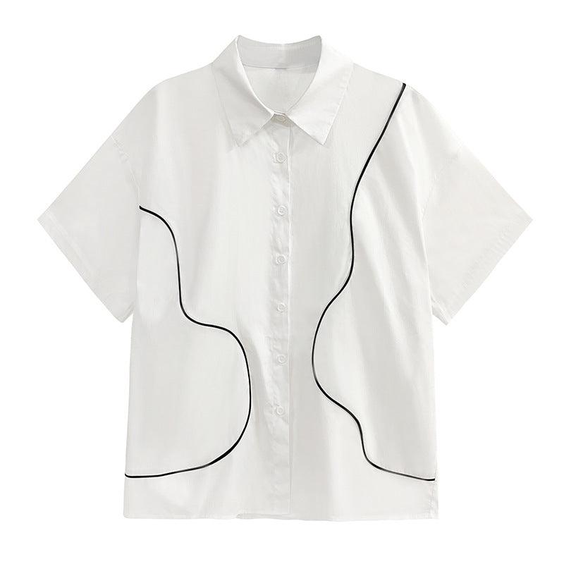 Line Short-sleeved Shirt For Women - Nioor