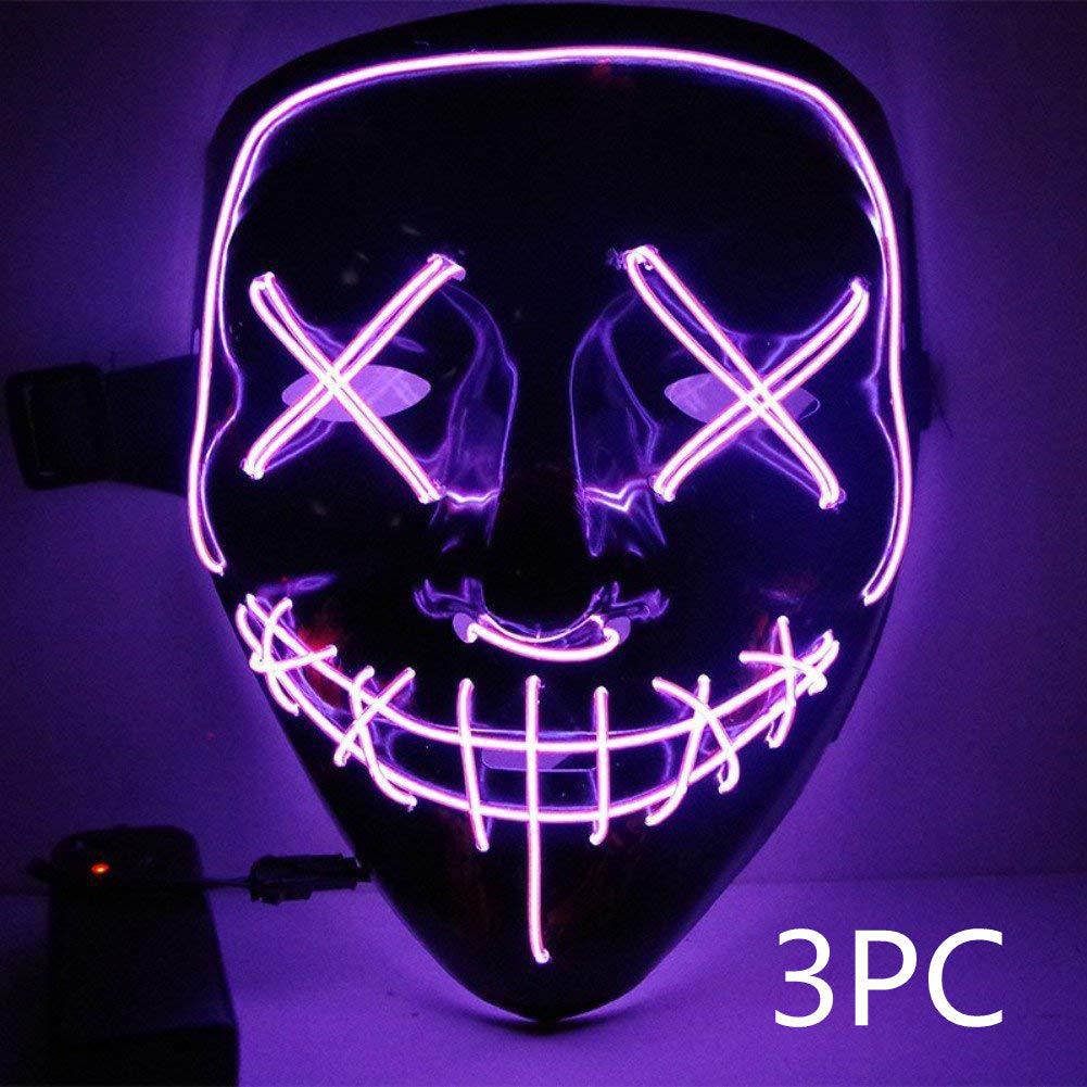 Line Up Festive Led Glitter Grimace Glow Mask - Nioor