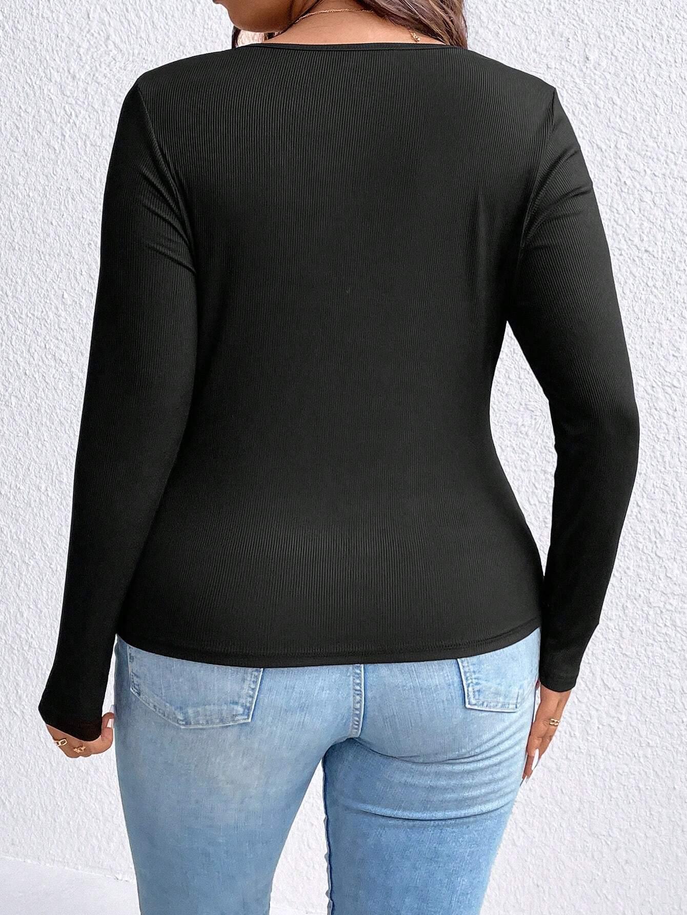 Long Sleeve Knitted Elegant Versatile Top - Nioor