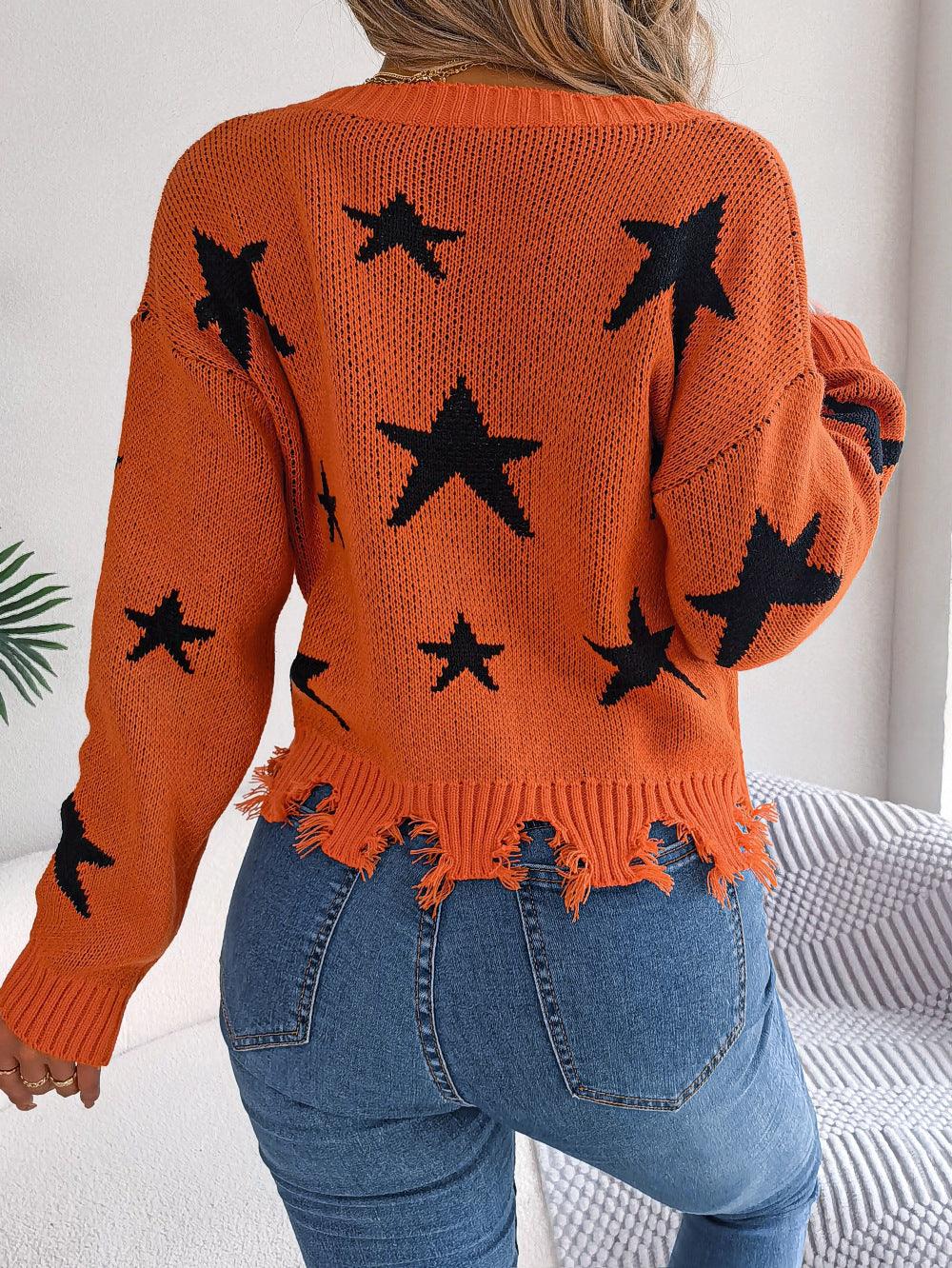 Long Sleeve Knitted Pullover Sweater - Nioor