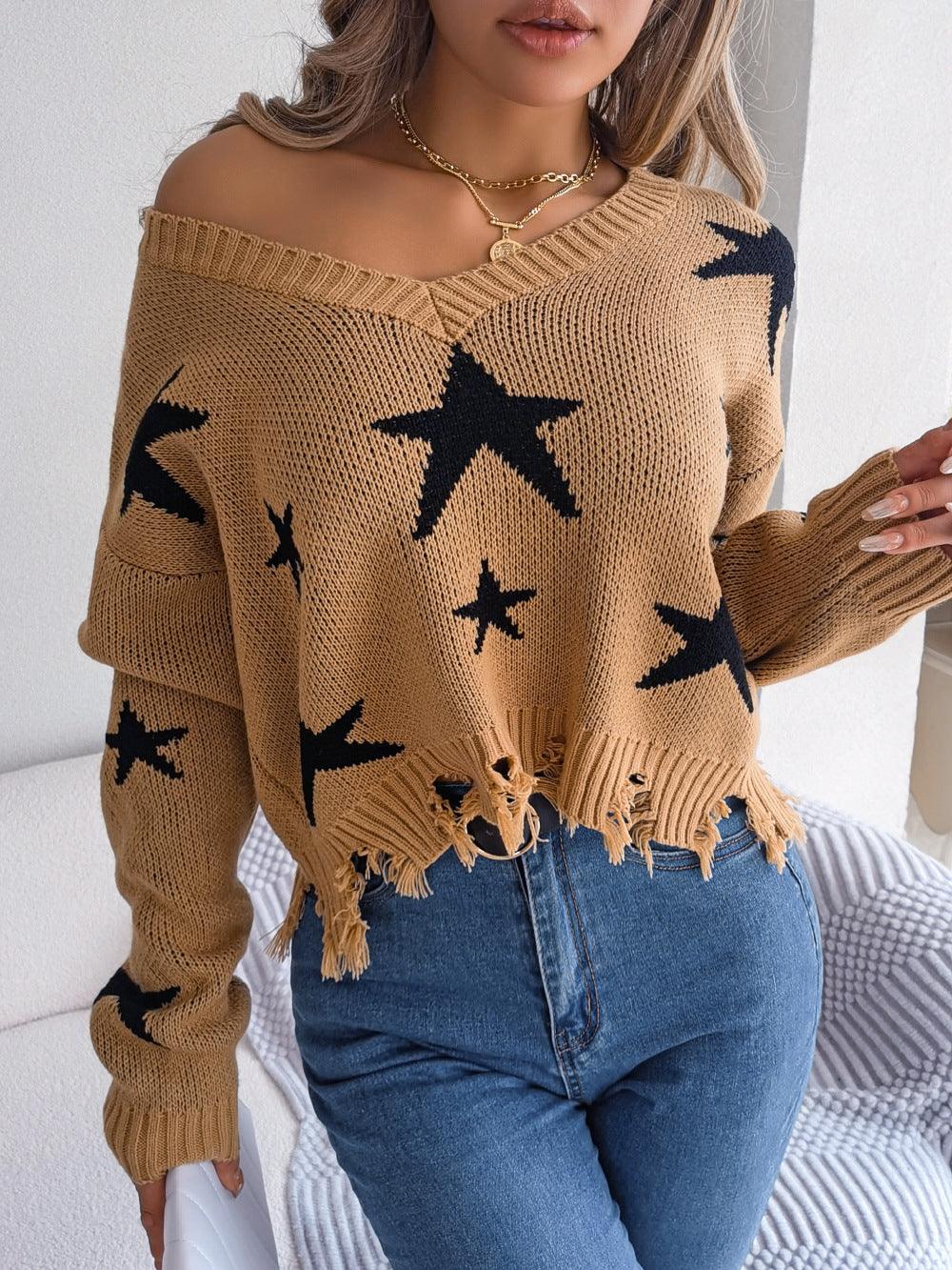 Long Sleeve Knitted Pullover Sweater - Nioor