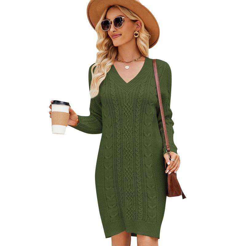 Long Twisted Basic Knitted Dress - Nioor