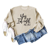 Loose Casual Letter Print Sweatshirt Yes' I M Cold New Round - Nioor