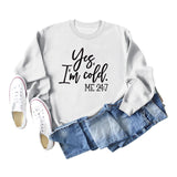 Loose Casual Letter Print Sweatshirt Yes' I M Cold New Round - Nioor