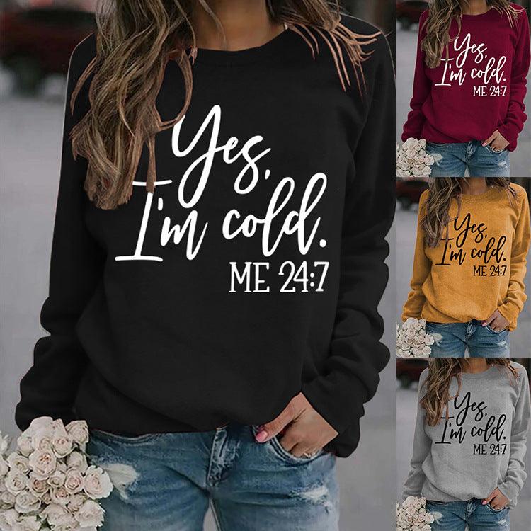 Loose Casual Letters Round Neck Print Sweatshirt - Nioor