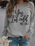 Loose Casual Letters Round Neck Print Sweatshirt - Nioor