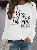 Loose Casual Letters Round Neck Print Sweatshirt - Nioor