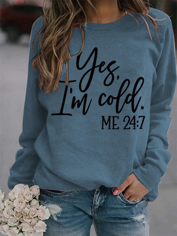 Loose Casual Letters Round Neck Print Sweatshirt - Nioor