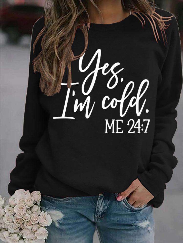 Loose Casual Letters Round Neck Print Sweatshirt - Nioor