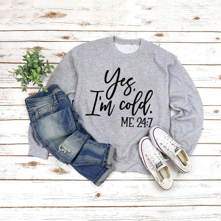 Loose Casual Letters Round Neck Print Sweatshirt - Nioor