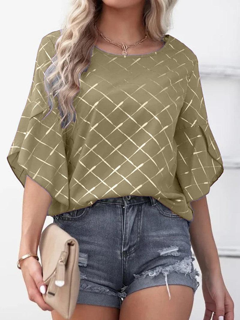 Loose Casual Ruffle Sleeve Top T-shirt - Nioor