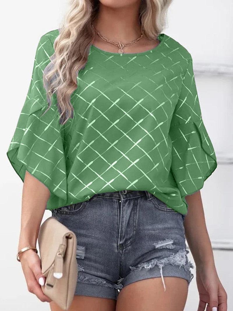 Loose Casual Ruffle Sleeve Top T-shirt - Nioor