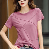 Loose Large Size Cotton Slub Cotton Short-sleeved T-shirt For Women - Nioor