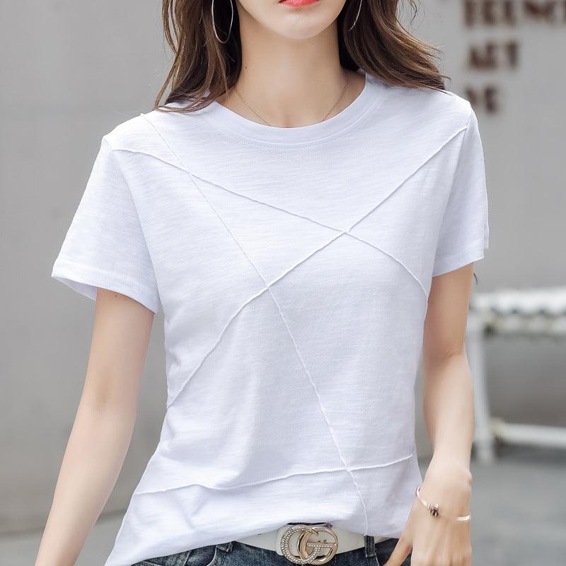 Loose Large Size Cotton Slub Cotton Short-sleeved T-shirt For Women - Nioor