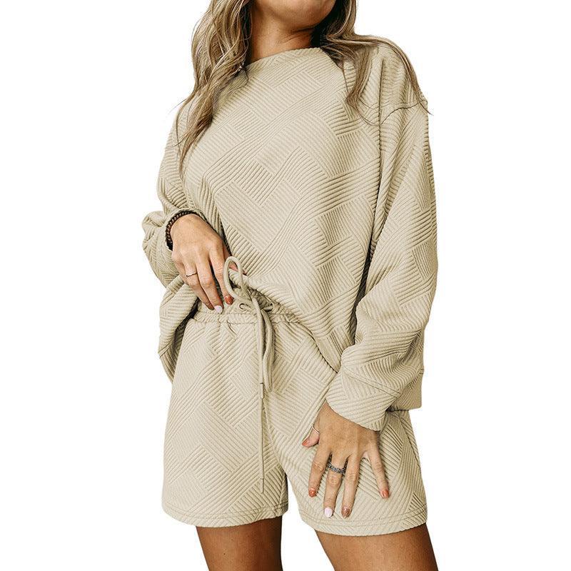 Loose Long Sleeve Shorts Two-piece Set Autumn New Stylish Simple And Versatile - Nioor