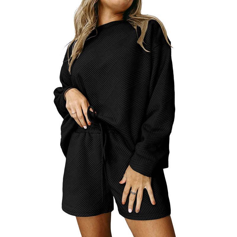 Loose Long Sleeve Shorts Two-piece Set Autumn New Stylish Simple And Versatile - Nioor