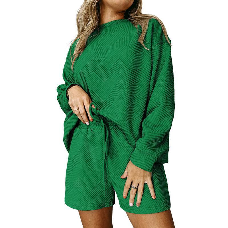 Loose Long Sleeve Shorts Two-piece Set Autumn New Stylish Simple And Versatile - Nioor