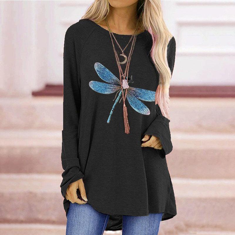 Loose Round Neck Long Sleeve T-shirt For Women - Nioor