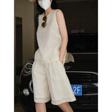 Loose Slimming Thin Sleeveless Retro Linen Round Neck Camisole Vest - Nioor