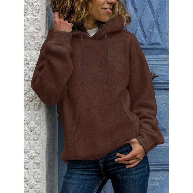 Loose Top Women's Solid Color Crew Neck Sweater - Nioor