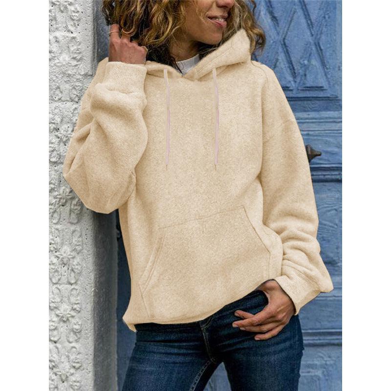 Loose Top Women's Solid Color Crew Neck Sweater - Nioor