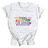 Loose Women's Short-sleeved Shirt Happy First Day Of School - Nioor