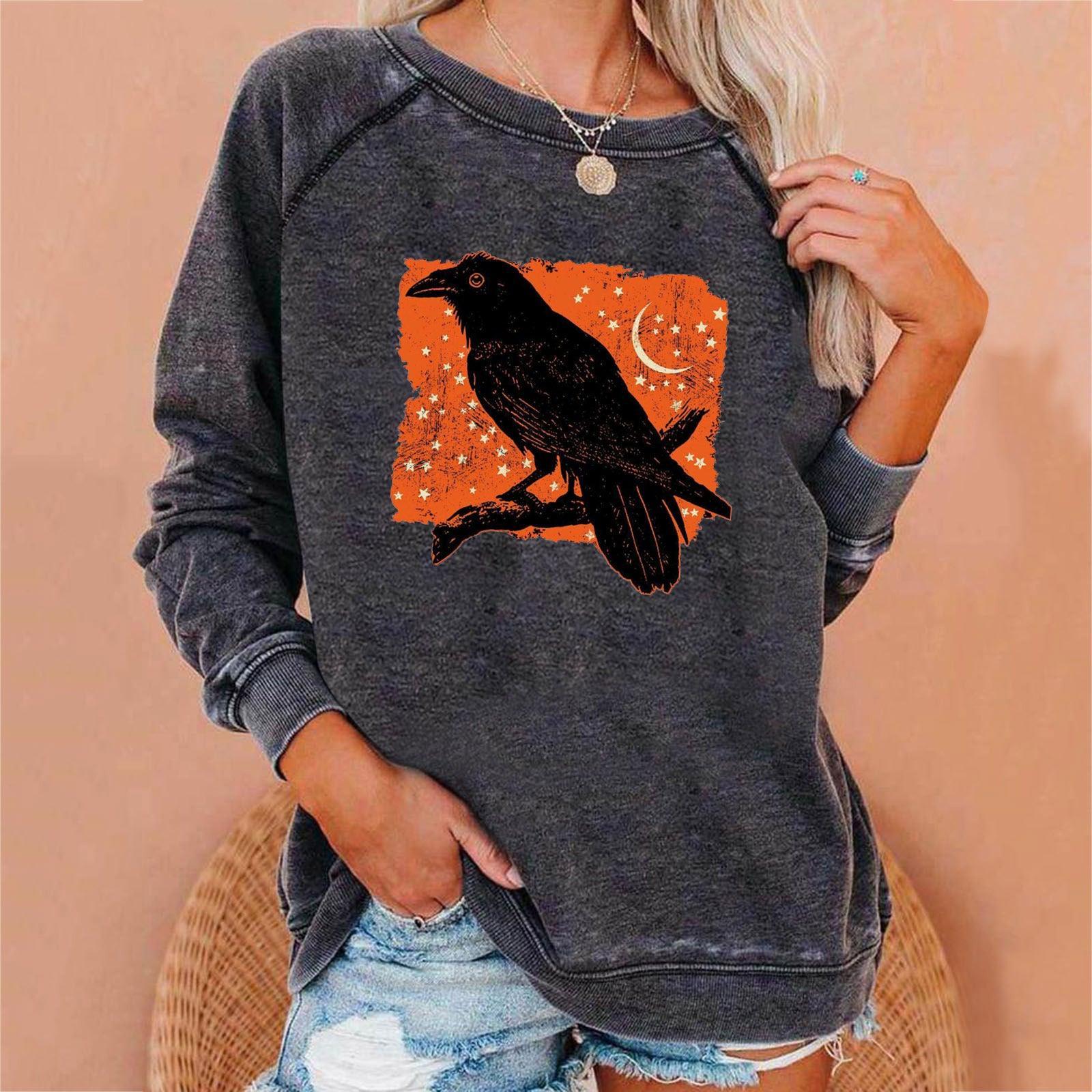 Loose Women's Tops Halloween Themed Sweatshirts - Nioor