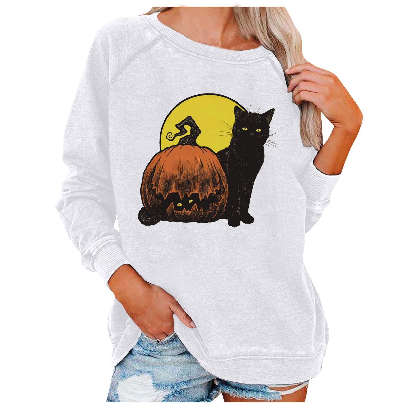 Loose Women's Tops Halloween Themed Sweatshirts - Nioor