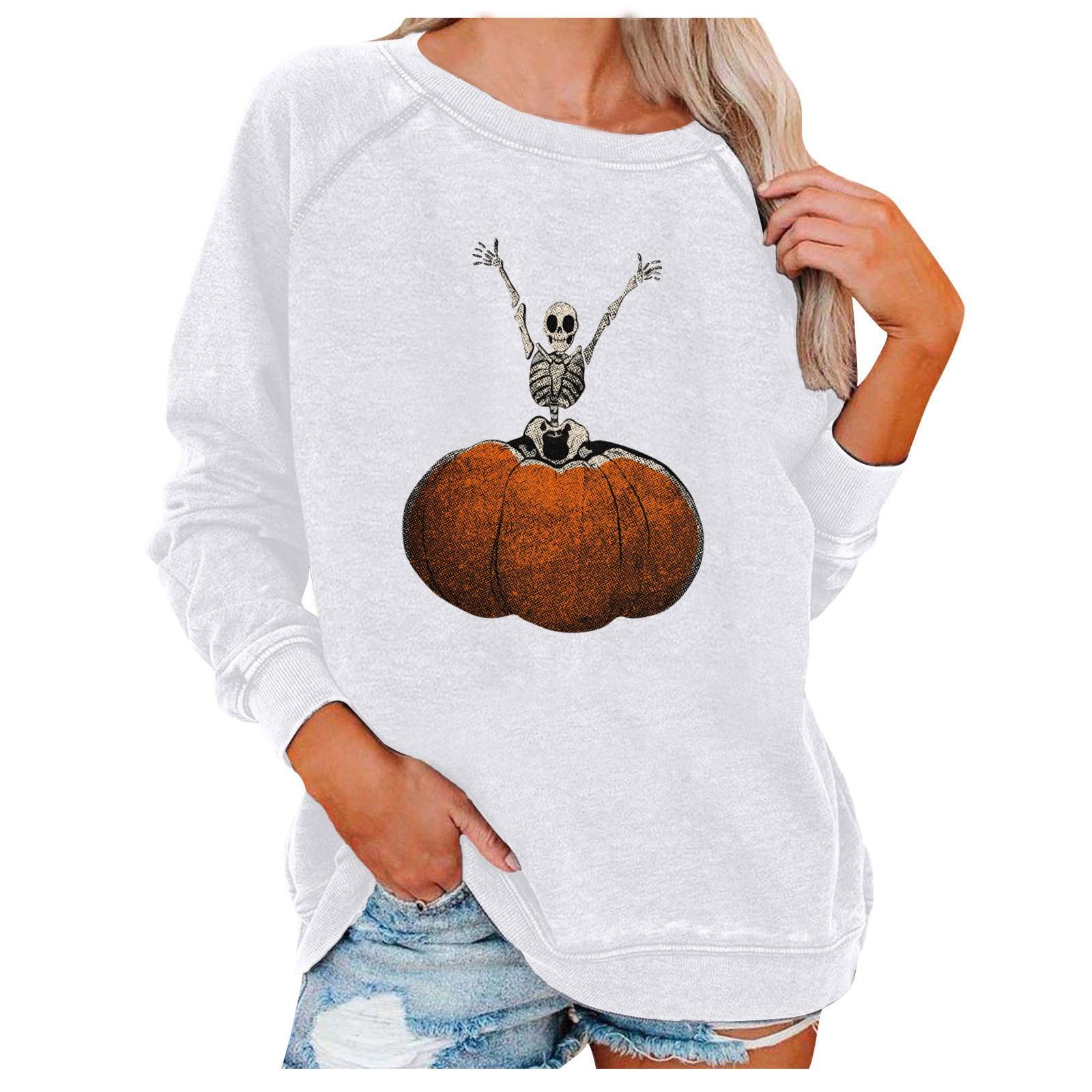 Loose Women's Tops Halloween Themed Sweatshirts - Nioor