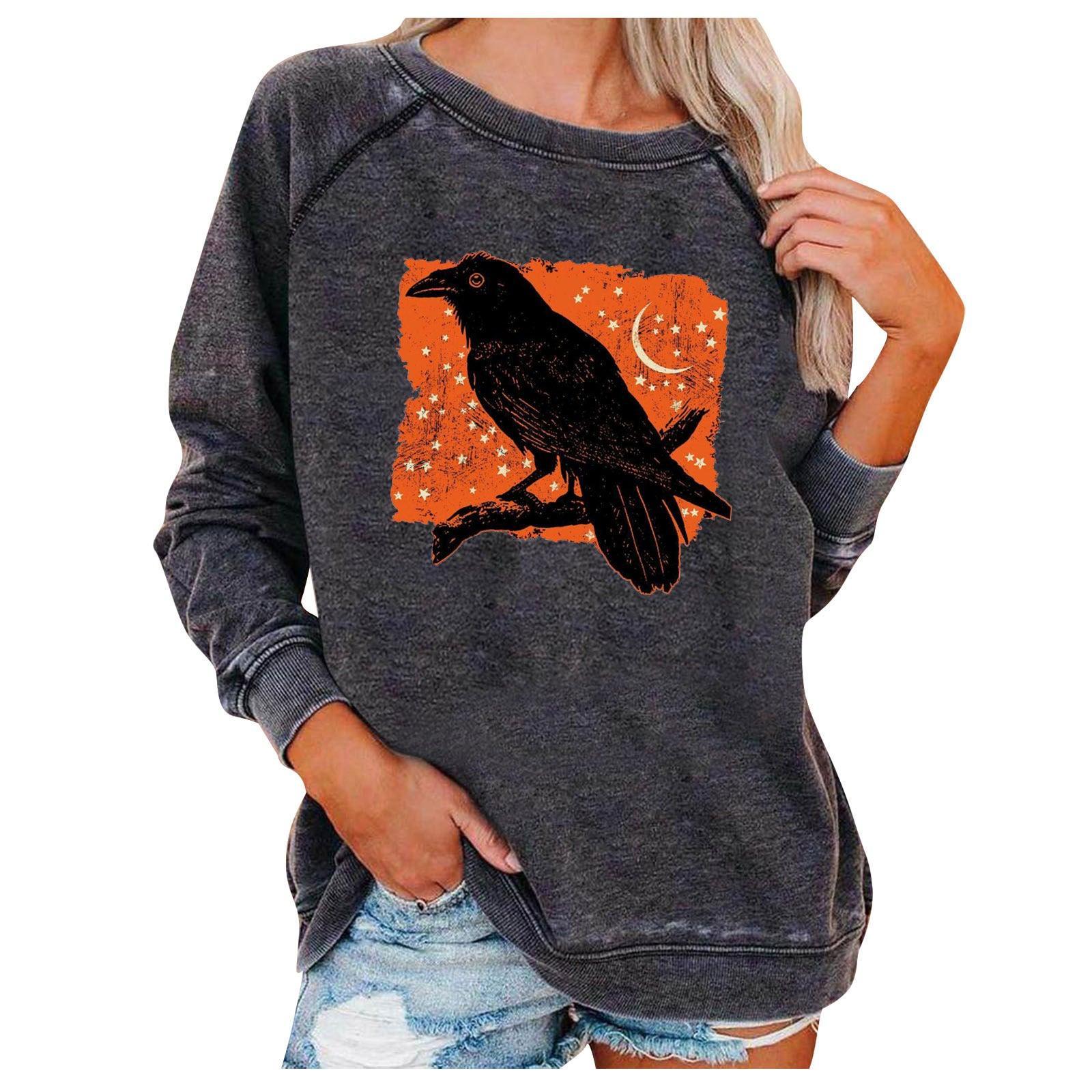 Loose Women's Tops Halloween Themed Sweatshirts - Nioor